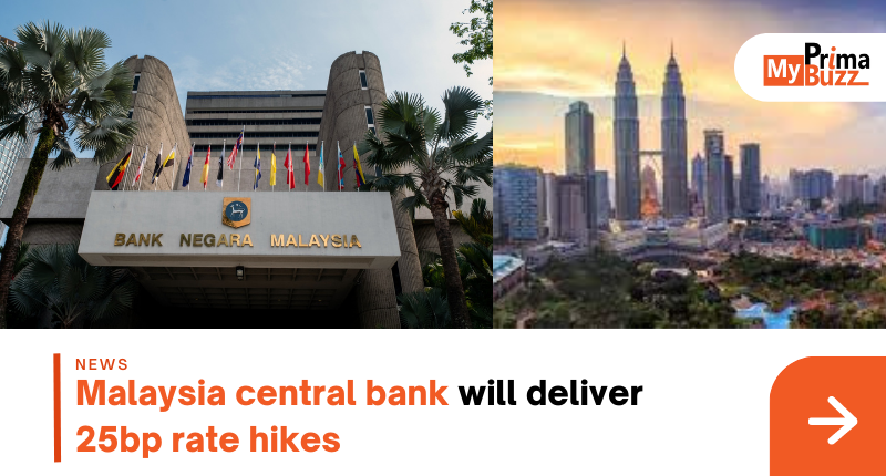 Malaysia Central Bank Will Deliver 25Bp Rate Hikes